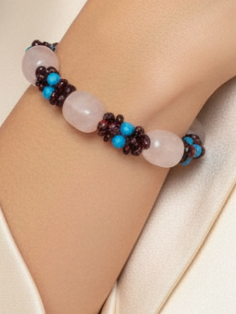Pink quartz bracelet garnet turquoise bracelet NWOT